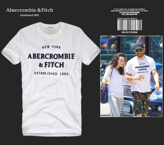 Abercrombie Fitch Hombres De Cuello Redondo Con Gente Fotos Corto Remera AF5661